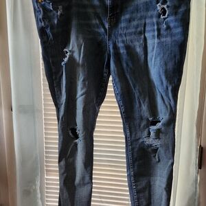 Lane Bryant Dark Blue Distressed Skinny Jeans